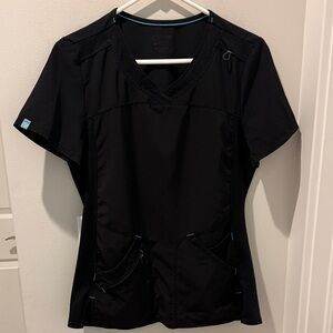 Scrubstar Performance Black Short Sleeve V-Neck Top size Small